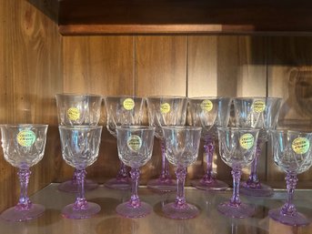 Vintage Cristal D'Arques-Durand Auteuil Lilas Wine Glasses