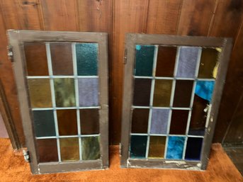 Antique Architectural Salvage Wooden-framed Stained Glass  Casement Window