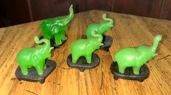 Set Of Vintage Green Elephants