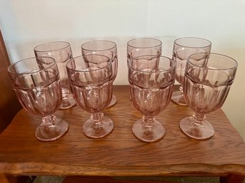 Lot Of EIGHT Pink Vintage Libbey Duratuff Gibraltar Goblets
