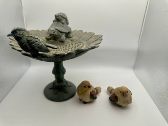 Decorative Mini Bird Bath And Birds