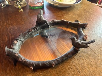 Bird And Vine Rustic Oval Mirror