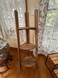 Wooden Corner Plant Stand