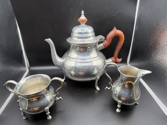 Vintage Colonial Williamsburg Pewter Tea And Coffee Service By Kirk Stieff