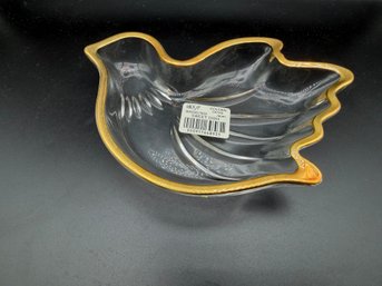 Mikasa Candy Dish Golden Dove Sweet Dish Crystal Gold Rim Dove Shaped