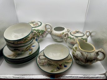 Vintage Hand-painted Japanese Tea Set. Service For 4