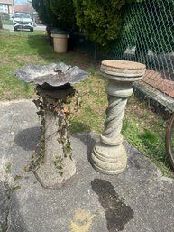 TWO Cement Bird Bath Pedestals