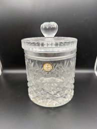 Vintage Hand-cut Lead Crystal Lidded Biscuit Barrel Made In Poland