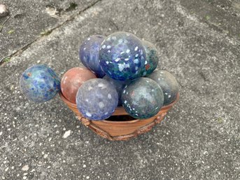 Speckled Glass Spheres Garden Decor