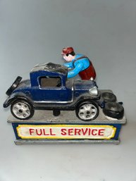 Cast-iron 'Full Service' Mechanical Coin Bank
