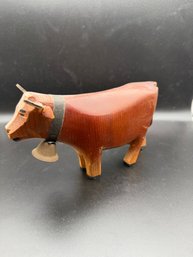 Vintage Swiss Hand-carved Wooden Cow Figurine