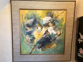 Green Storm Abstract Oil Painting Signed