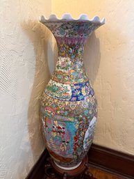 Large, Hand-painted Chinese Porcelain Vase