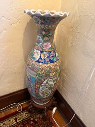 Large, Hand-painted Chinese Porcelain Vase