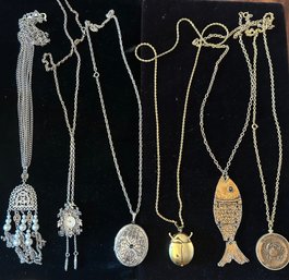 Lot Of Assorted Vtg Large Pendant Necklaces