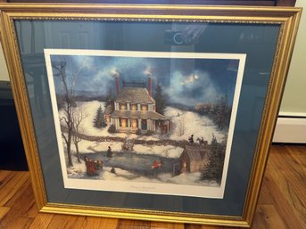 Limited Edition Lithograph 'Skating On Christmas Eve' By Linda Nelson Stocks.