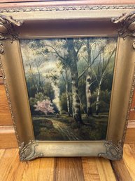 Framed Oil Painting Woods Walk