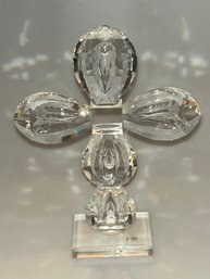 Oleg Cassini Signed Crystal Cross Sculpture