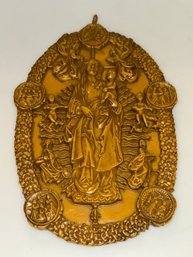 Resin / Wax Religious Wall Sculpture Depicting The Virgin Mary And Child