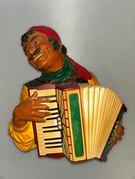 Bossons Congleton 1970 England Chalkware Hand Painted Romany Accordion Player