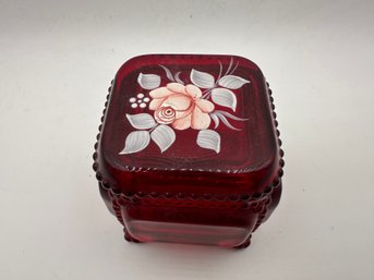 Ruby Red Trinket Box Glass