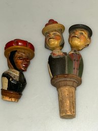 Carved Wood Figurative Bottle Stoppers