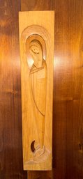 Madonna With Child Wall Plaque, Carved Wood