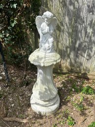 Cement Garden Angel On Pedestal   Heavy