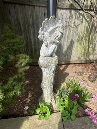 Cement Garden Cherub Angel And Pedestal. Heavy