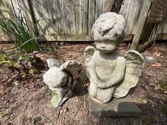 Lot Of TWO Cement Garden Statues