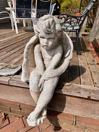 Concrete Garden Statue Sitting Cherub. Heavy