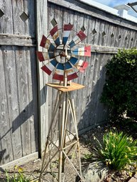 Americana Metal Windmill (back Fence Of Yard)