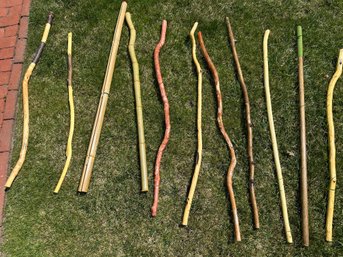 Handmade Wooden Walking Sticks Lot Of TWELVE. All Unique