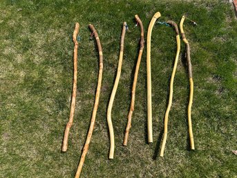 Handmade Wooden Walking Sticks Beaded Lot Of SEVEN . All Unique
