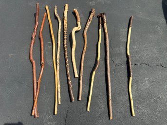 Handmade Wooden Walking Sticks Lot Of TEN . All Unique