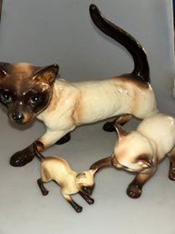 3 Vtg Siamese Cat Figurines