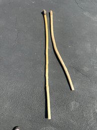 Handmade Wooden Walking Sticks. Lot Of TWO. Unique