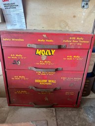 Vintage Molly Hardware Advertising Cabinet Filled