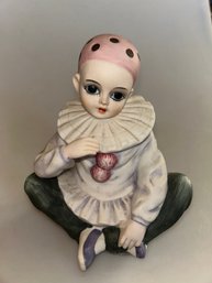 Vintage Mann Porcelain Pierrot Clown Music Box