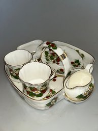 Strawberry Ripe By Hammersley STRAWBERRY BASKET W/ CREAMER & SUGAR, TEACUPS