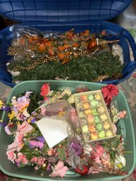 Two Large Storage Bins Full Of Floral