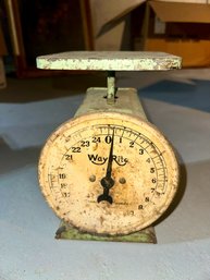 Vintage Green Metal Way Rite Kitchen Scale