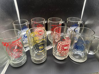Lot Of 8 Vintage Fire Department Beer Mugs