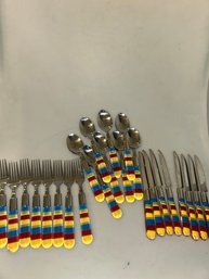 Colorful Striped Flatware Set