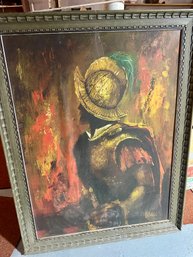 Vintage Mid Century Conquistador Oil Painting By REYNALDO