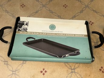 New MARTHA STEWART, COLLECTION 18 X 10-INCH PORCELAIN ENAMEL DOUBLE BURNER GRIDDLE