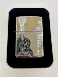 Zippo High Polish Chrome 'Elvis Guitar' Lighter. UNFIRED