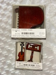 BOMBAY DOLL HOUSE FURNITURE MINIATURE VIOLIN/STAND SET & PIANO  NIB