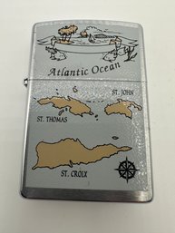 Vintage Zippo Lighter Featuring A Map Of The United States Virgin Islands