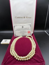 Faux Pearl Necklace The Camrose & Kross Jacqueline Kennedy Collection